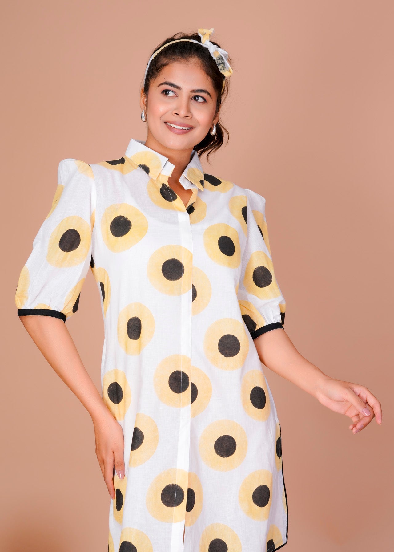 Women's Yellow Cotton Block Print
Polka Dot Dresses