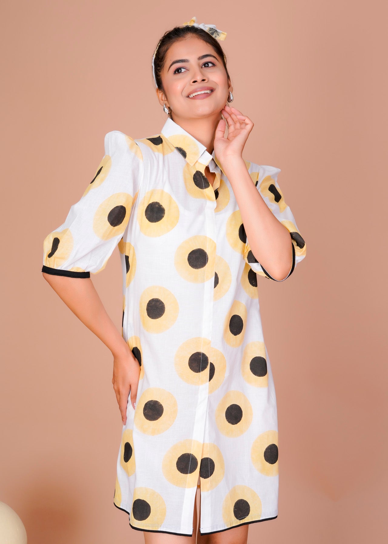 Women's Yellow Cotton Block Print
Polka Dot Dresses