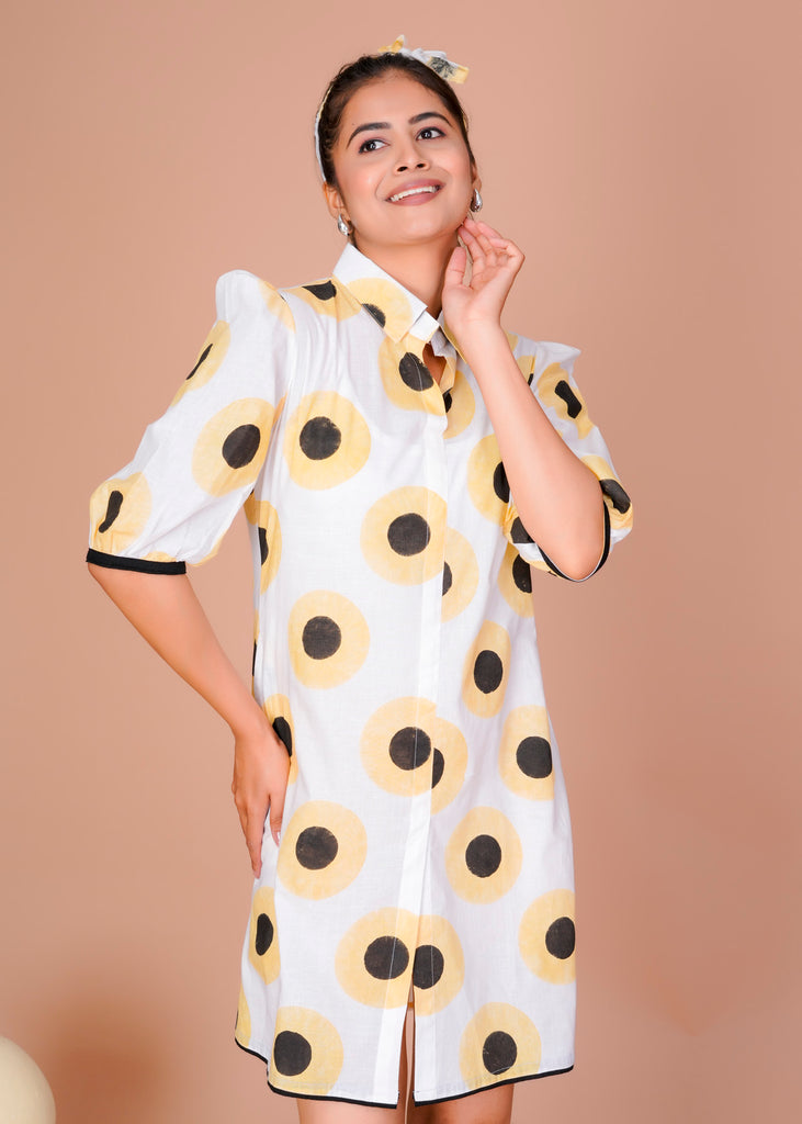 Women's Yellow Cotton Block Print
Polka Dot Dresses