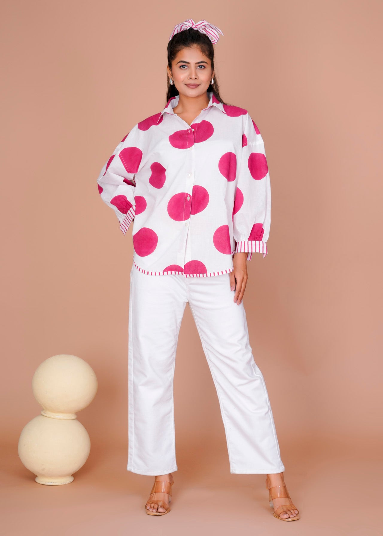 Women's Pink Cotton Hand Block Print Shirts