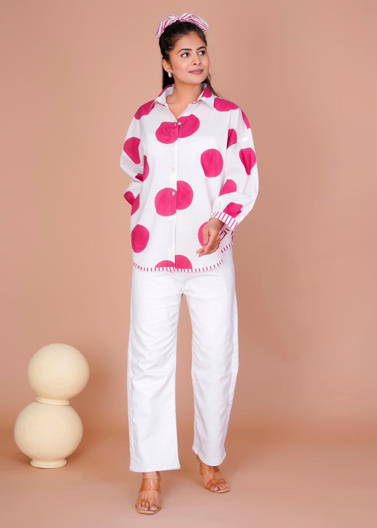 Women's Pink Cotton Hand Block Print Shirts