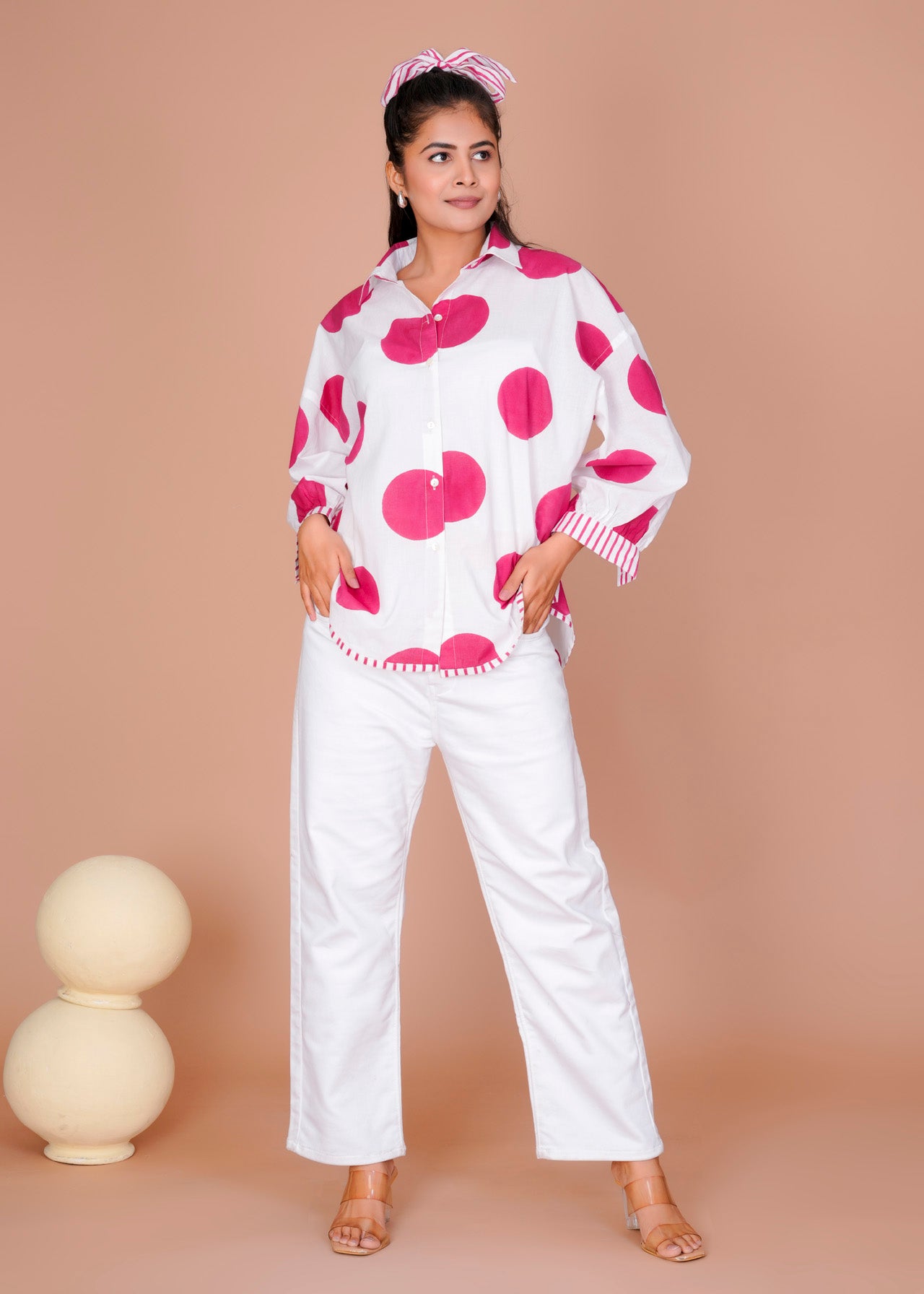 Women's Pink Cotton Hand Block Print Shirts