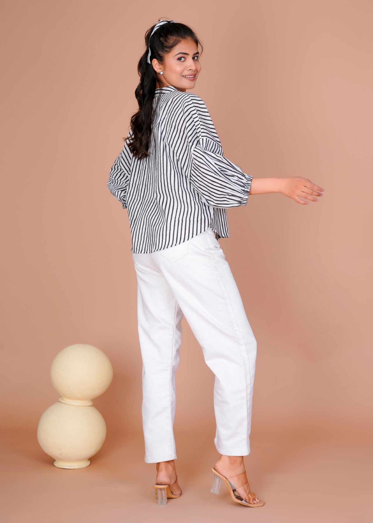 Women's Black Cotton Hand Block Print Shirts