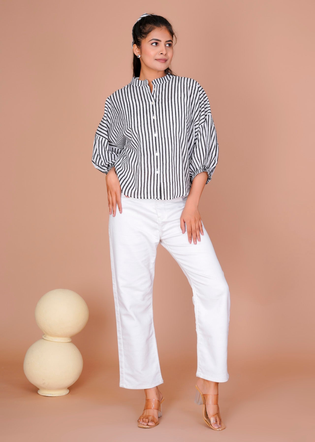 Women's Black Cotton Hand Block Print Shirts