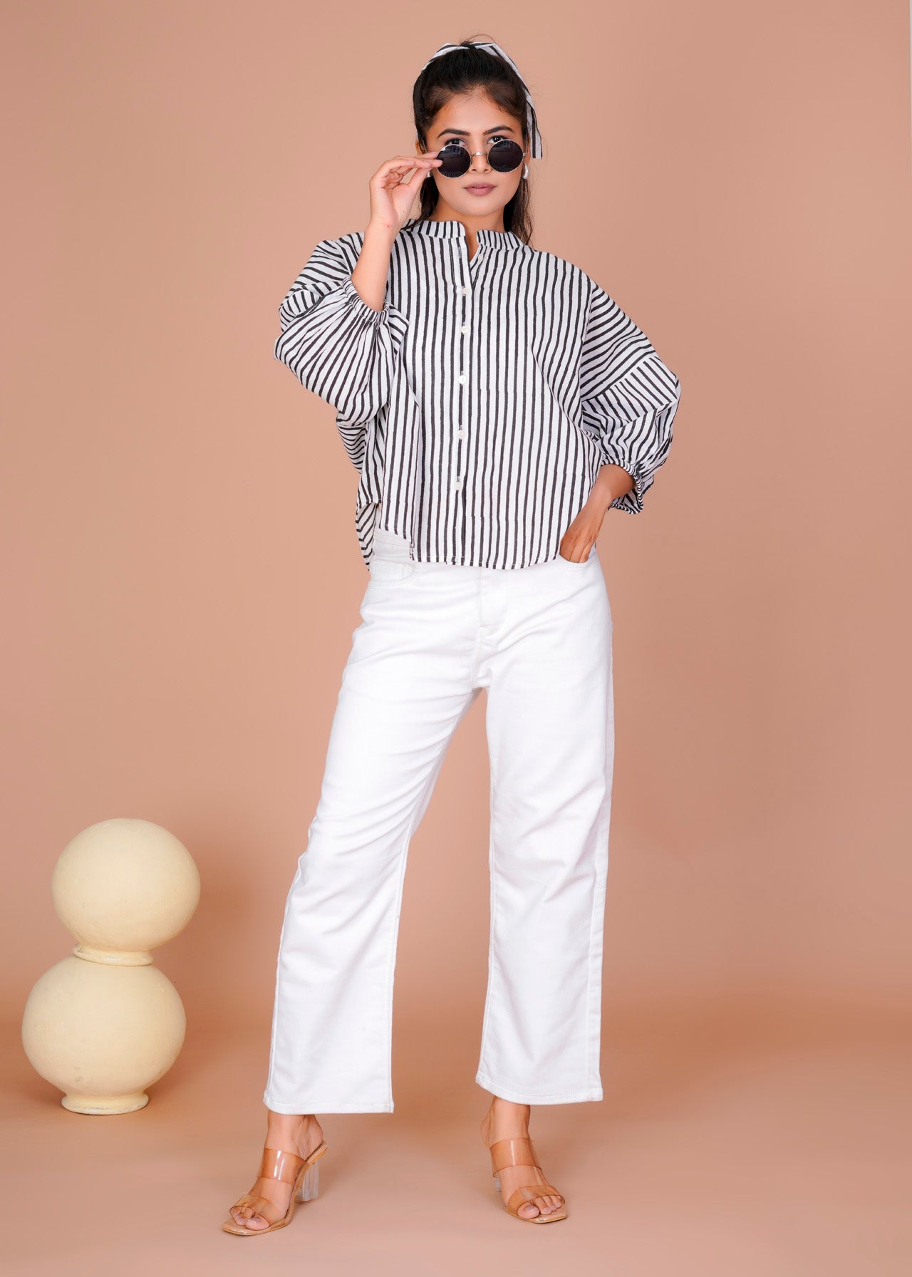 Women's Black Cotton Hand Block Print Shirts