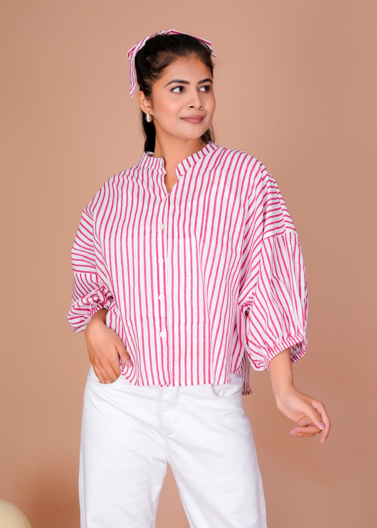 Women's Black Cotton Hand Block Print Shirts