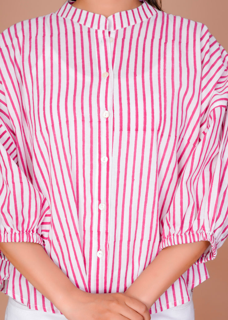 Women's Black Cotton Hand Block Print Shirts