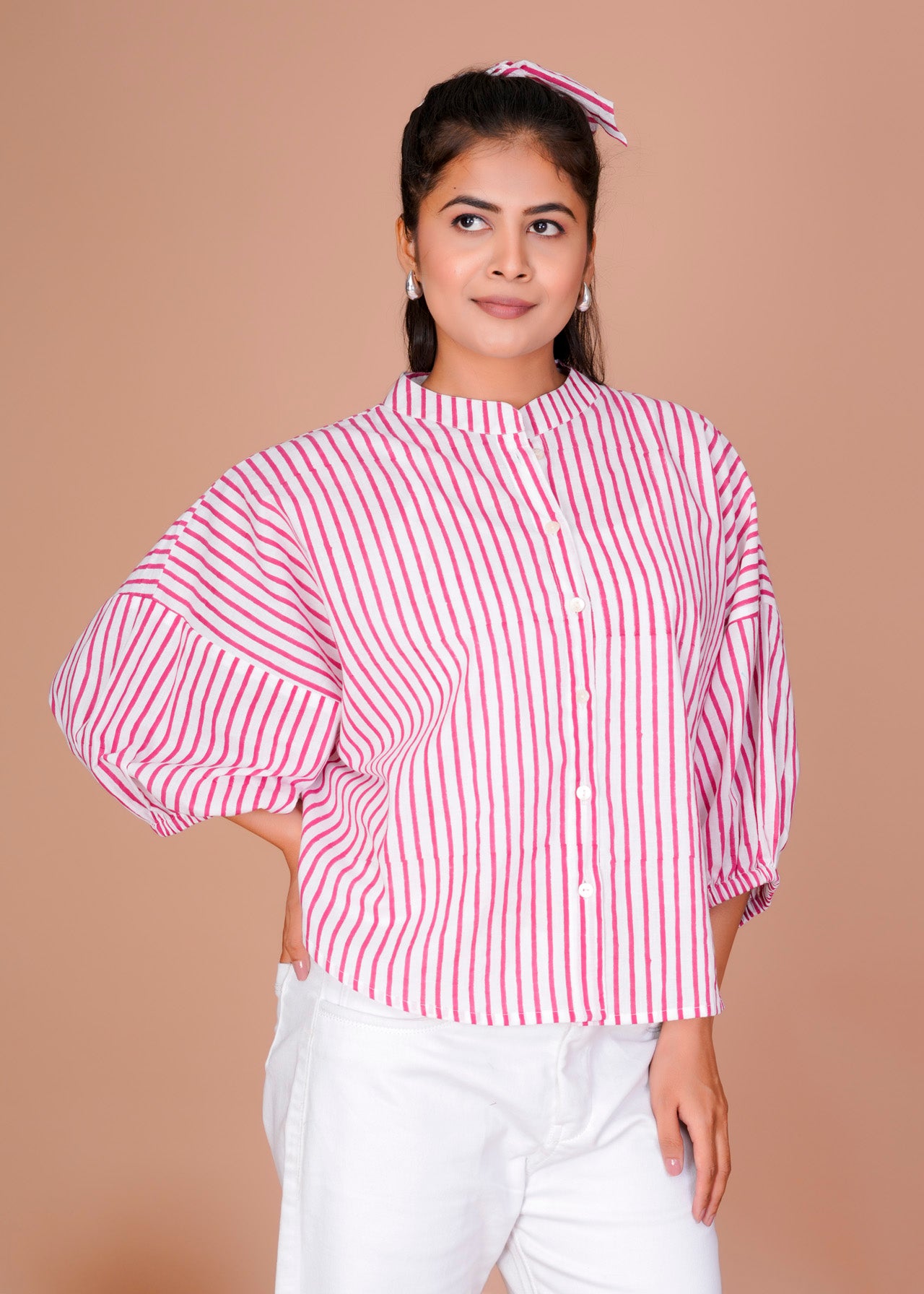 Women's Black Cotton Hand Block Print Shirts