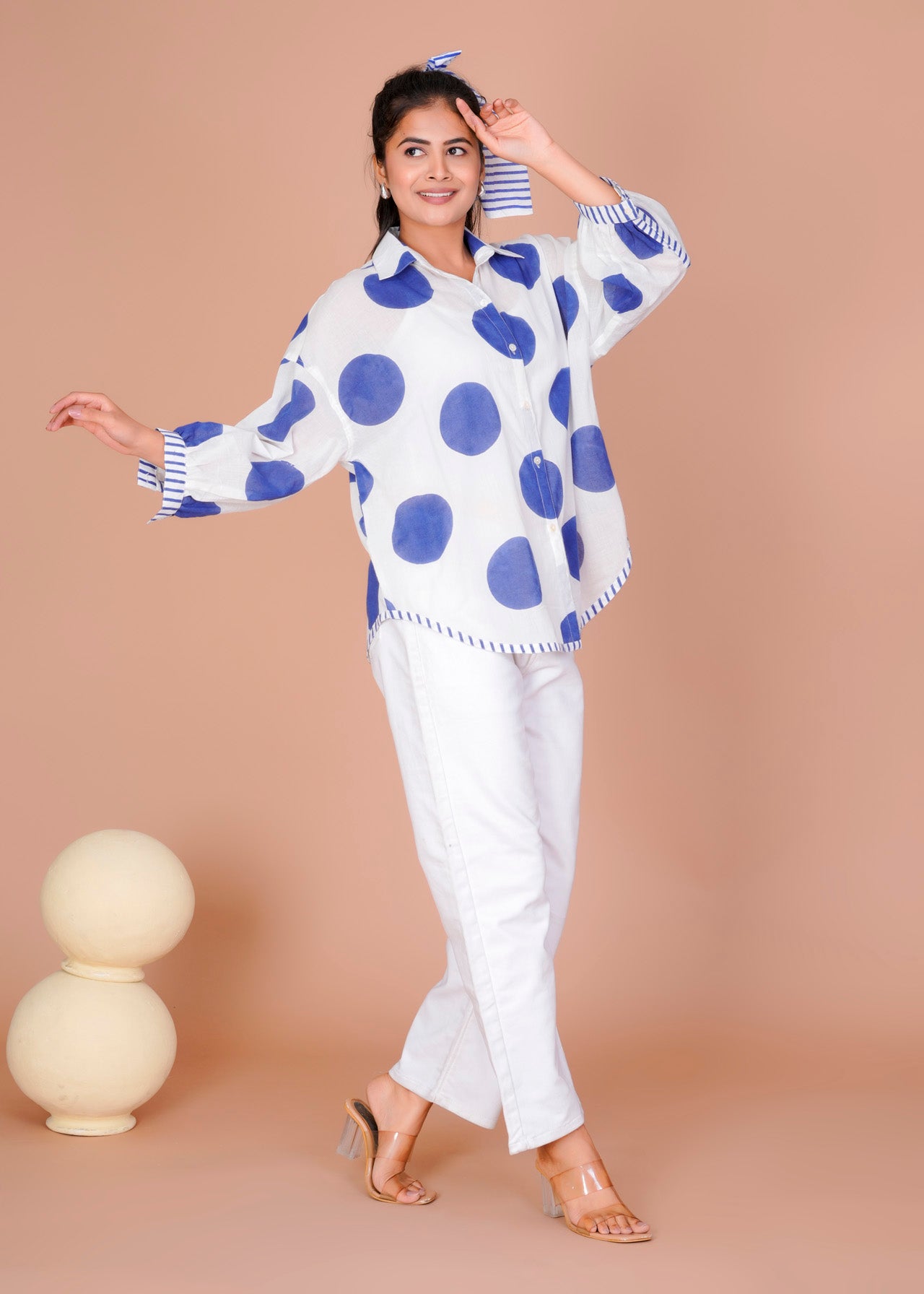 Women's Blue Cotton Hand Block Print Shirts