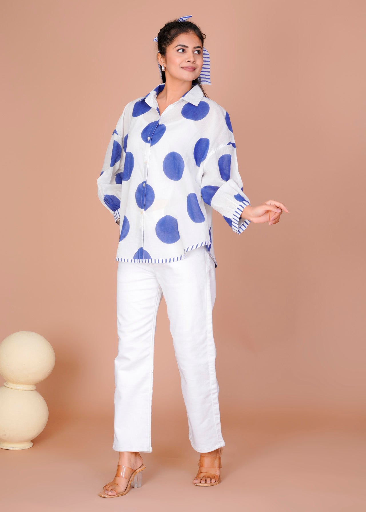 Women's Blue Cotton Hand Block Print Shirts