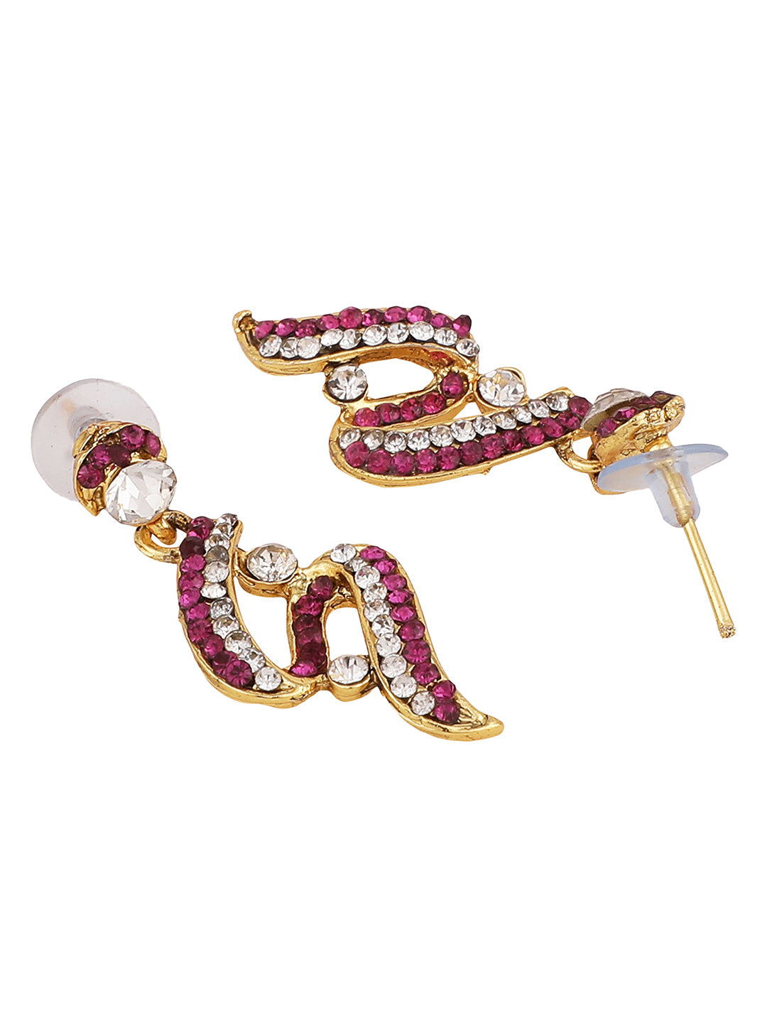 Women's Gold Plated Red & White Stone Studded Jewellery Set