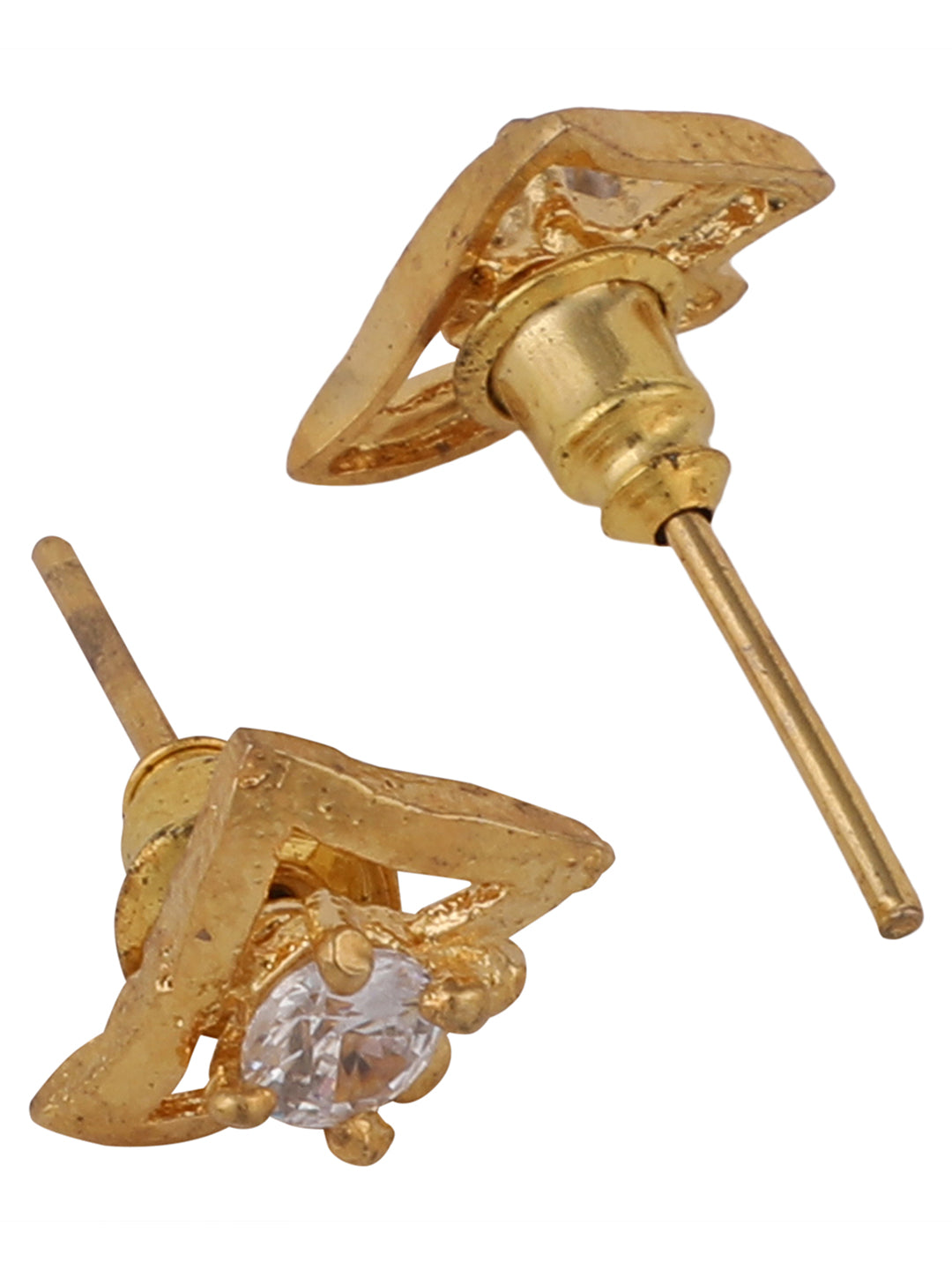 Women's Gold-Plated White CZ Studded Pendant With Chain & Earrings