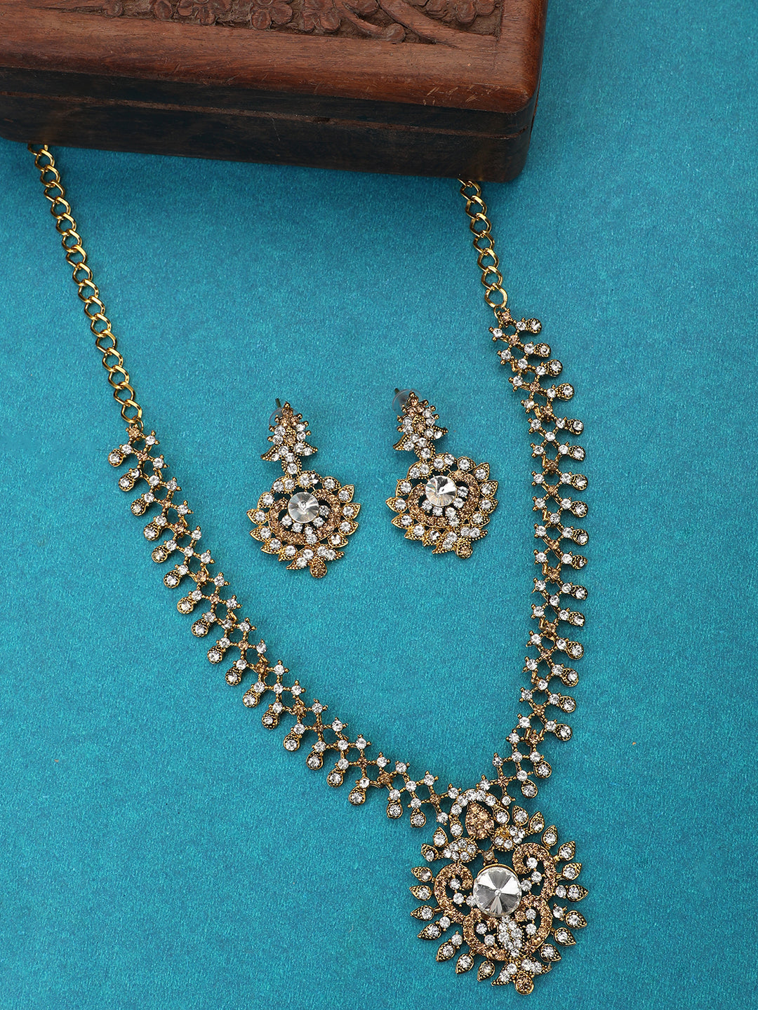 Women's Gold Plated LCT & White Stone Studded Jewellery Set