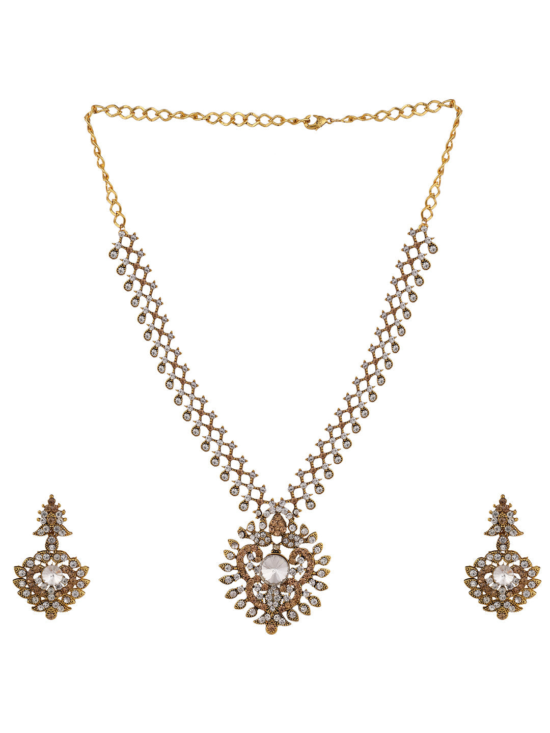 Women's Gold Plated LCT & White Stone Studded Jewellery Set