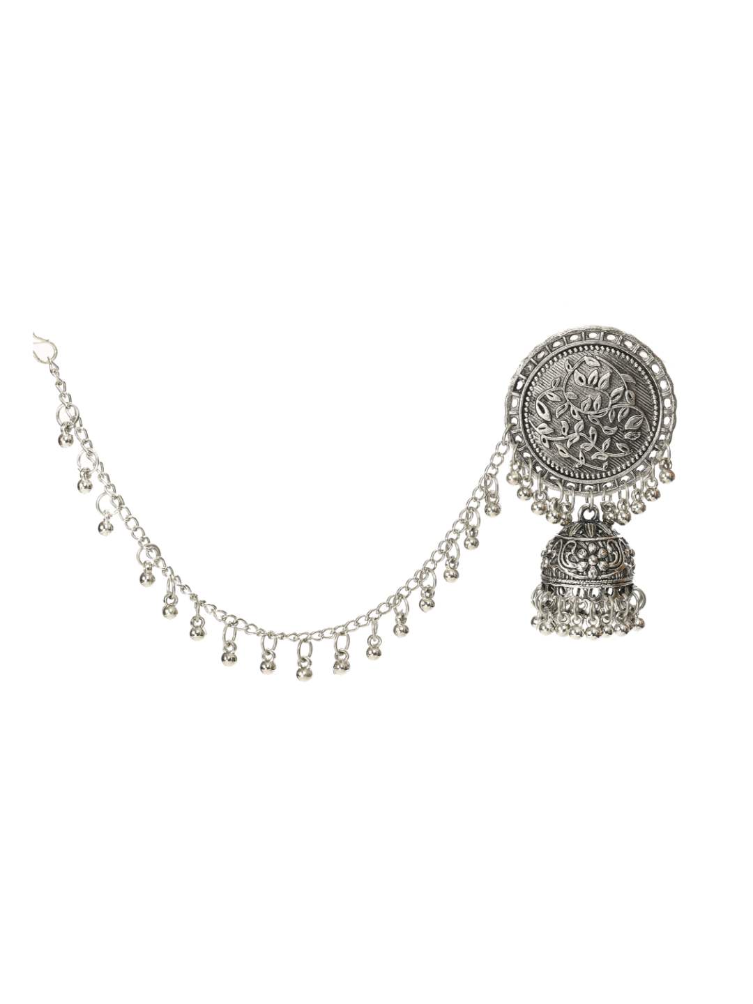 Johar Kamal Trendy Oxidized Silver plated Bahubali Jhumkas Ea