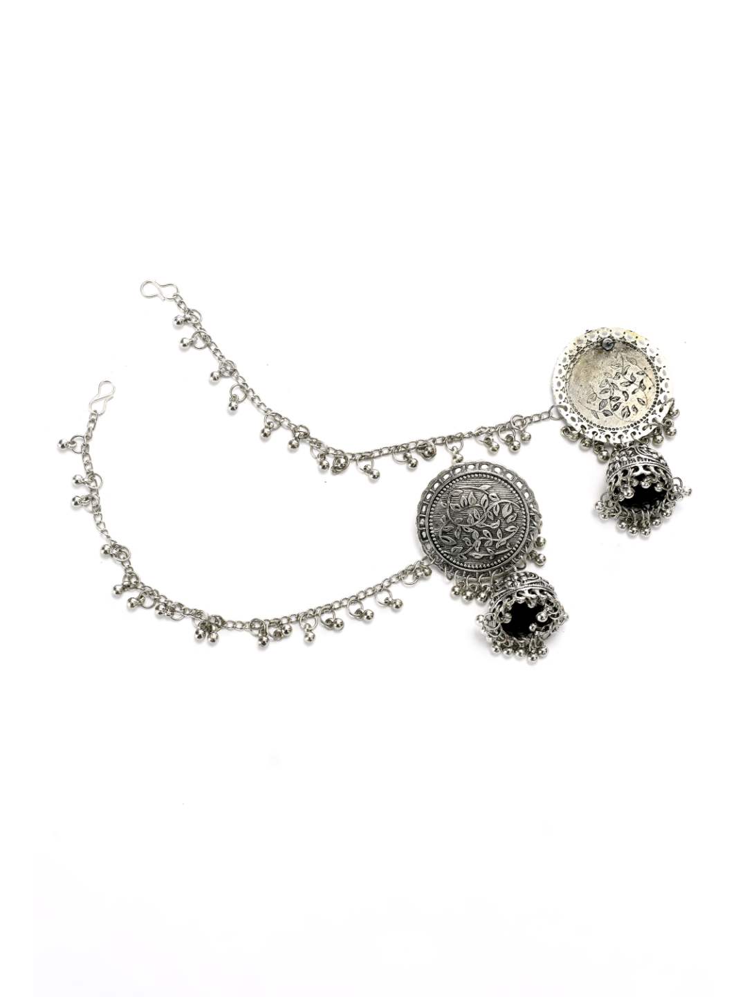 Johar Kamal Trendy Oxidized Silver plated Bahubali Jhumkas Ea