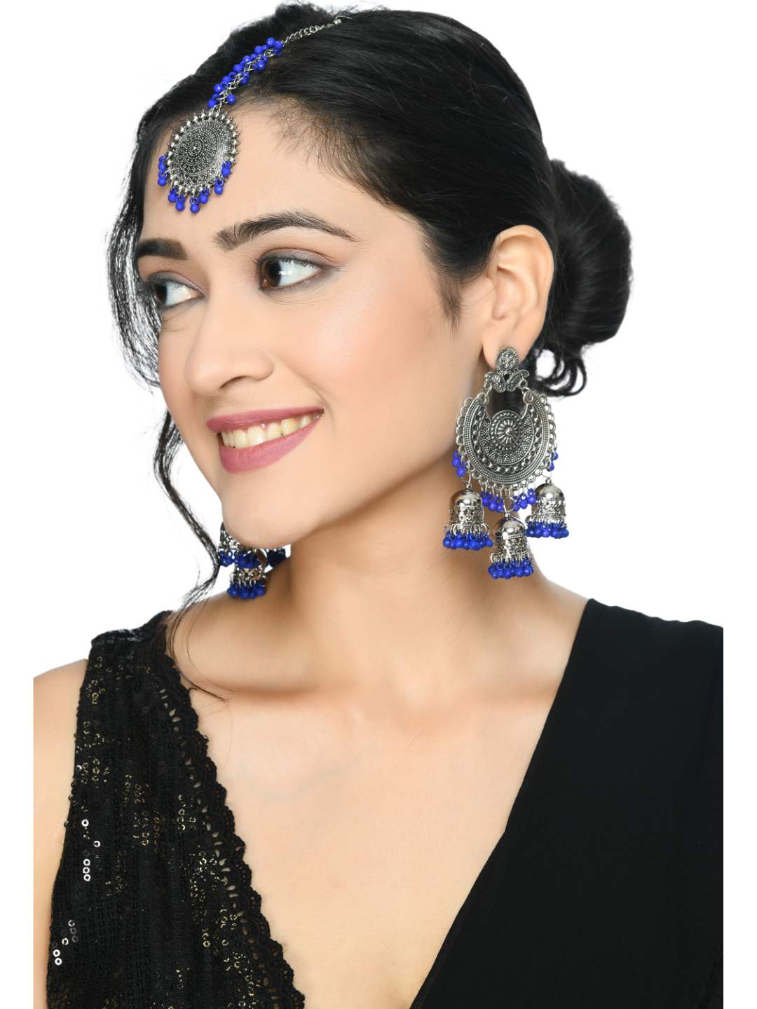 Johar Kamal Treditional Jhumkas with Maang Tikka Ear