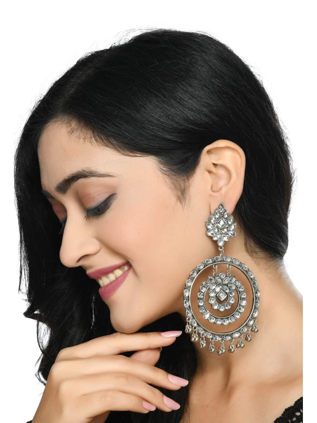 Johar Kamal Latest Design Earrings with White Kundan Jh