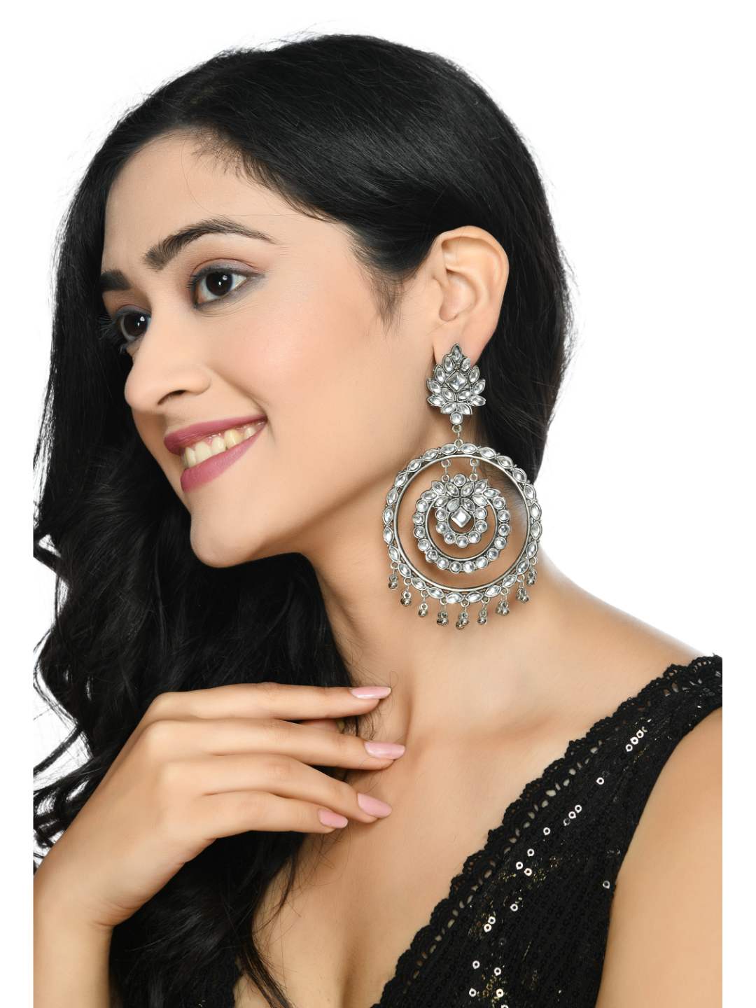 Johar Kamal Latest Design Earrings with White Kundan Jh