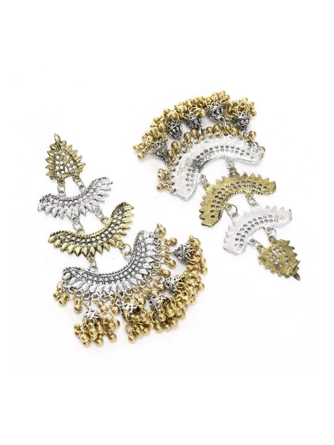 Johar Kamal Beautiful Silver & Gold Earrings with Jhumkas D