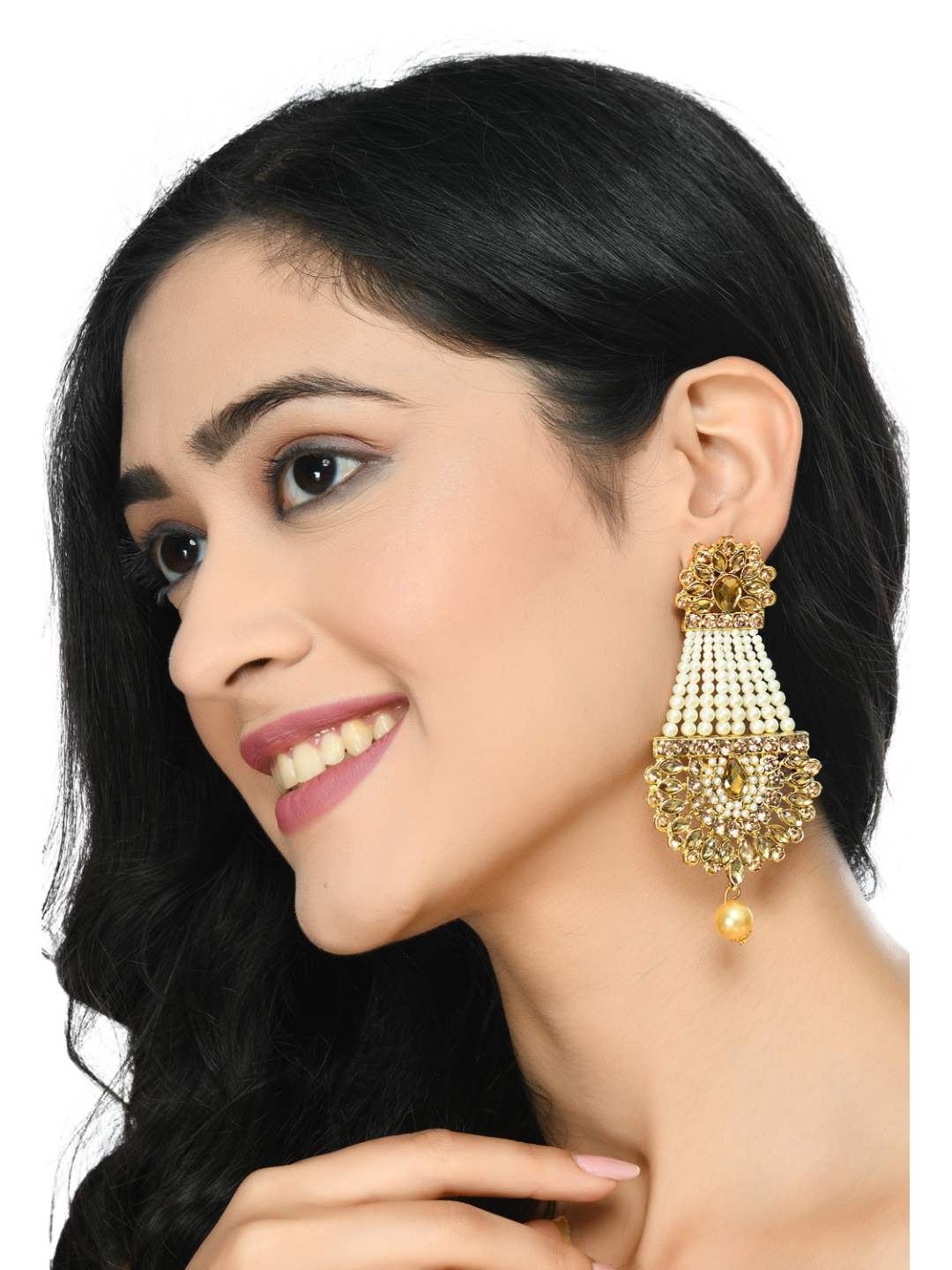 Trendia High Quality Earrings with Kundan & Pearls