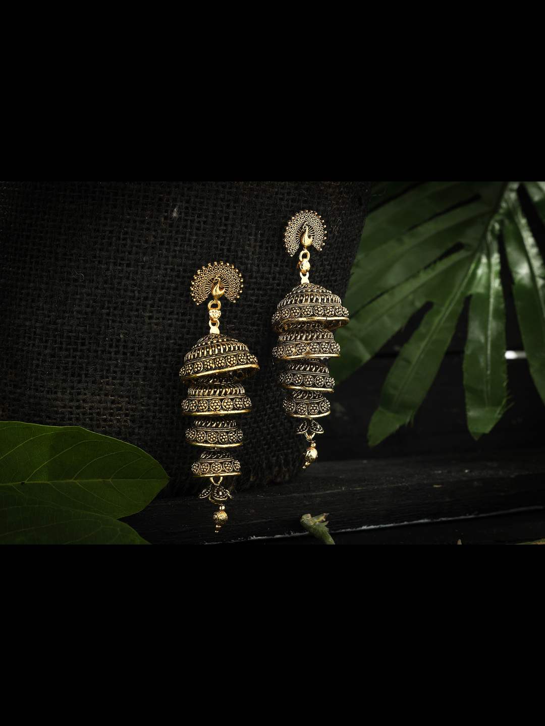 Trendia Peacock design Golden colour Ear
