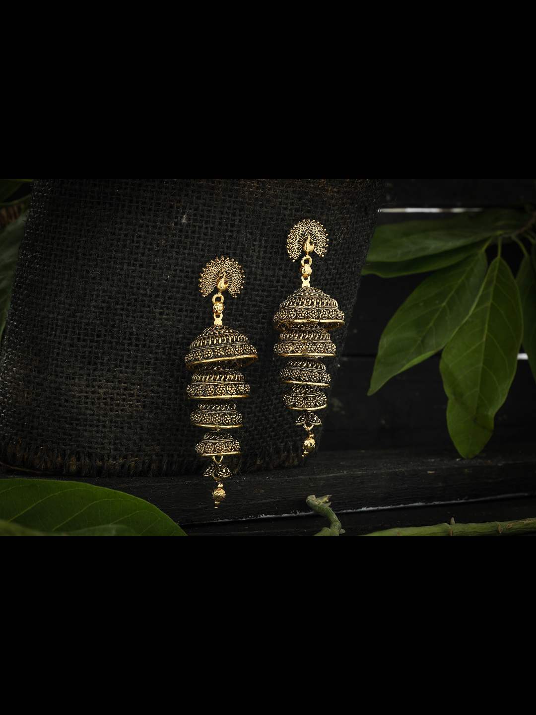 Trendia Peacock design Golden colour Ear