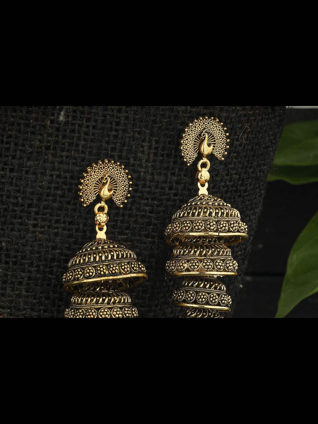 Trendia Peacock design Golden colour Ear