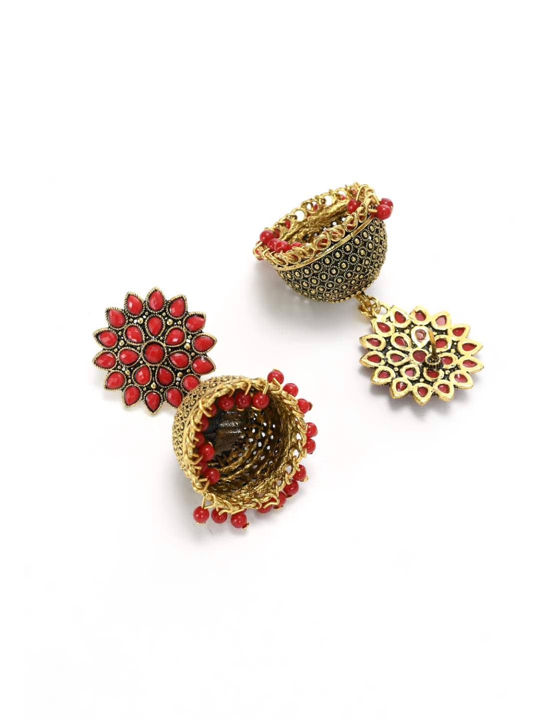 Trendia Kundan work Jkumka with Red Pearls Ear