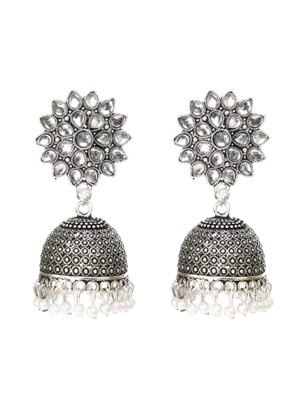 Trendia Silver-Plated White color Kundan wirh Pearls jh