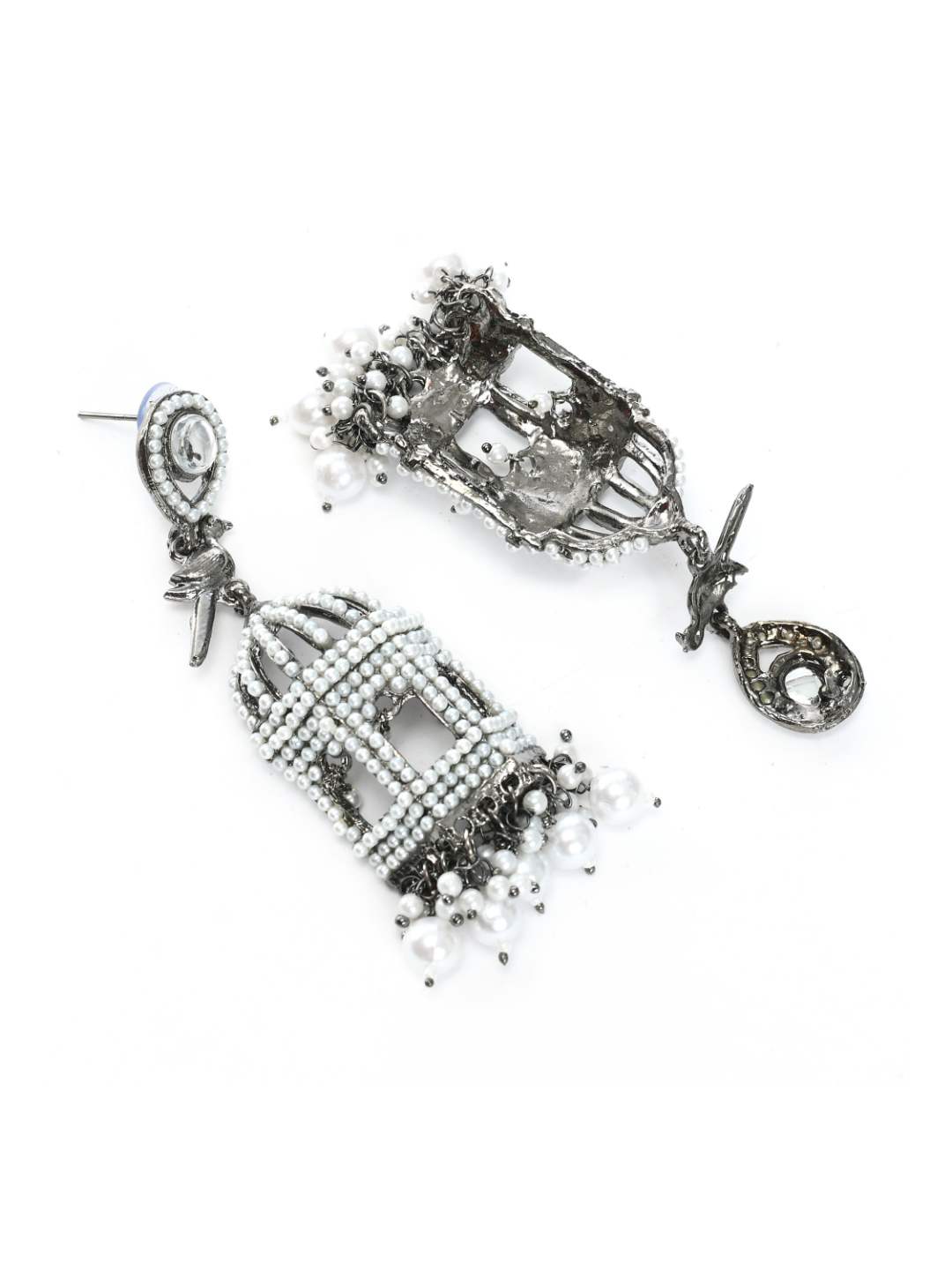 Johar Kamal Black colour Bird Nest Design Earrings with P