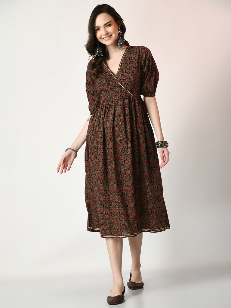 Women's Multi Empire Printed Dress