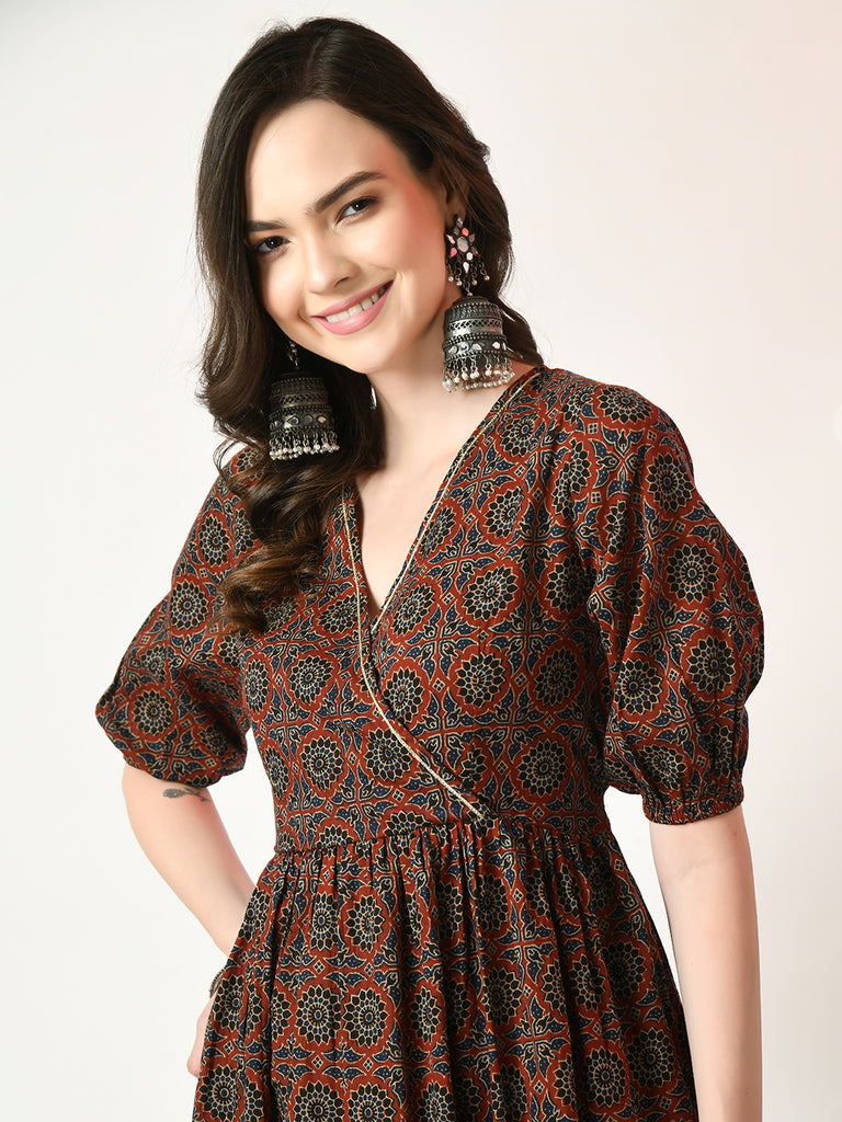 Women's Multi Empire Printed Dress