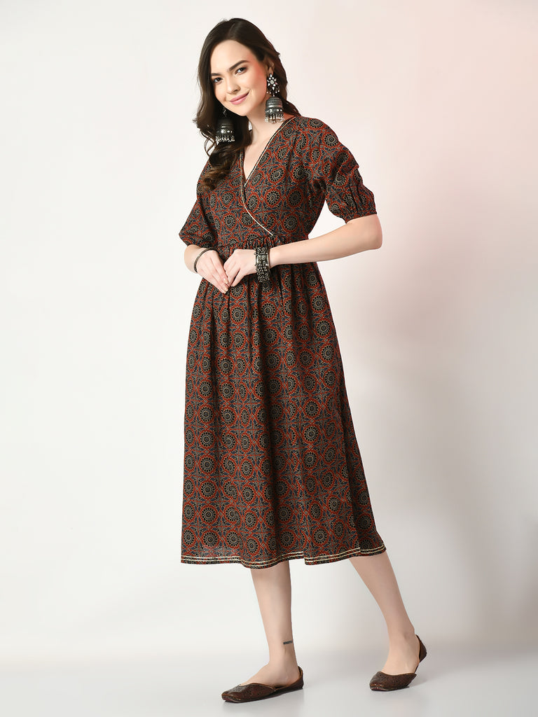 Women's Multi Empire Printed Dress