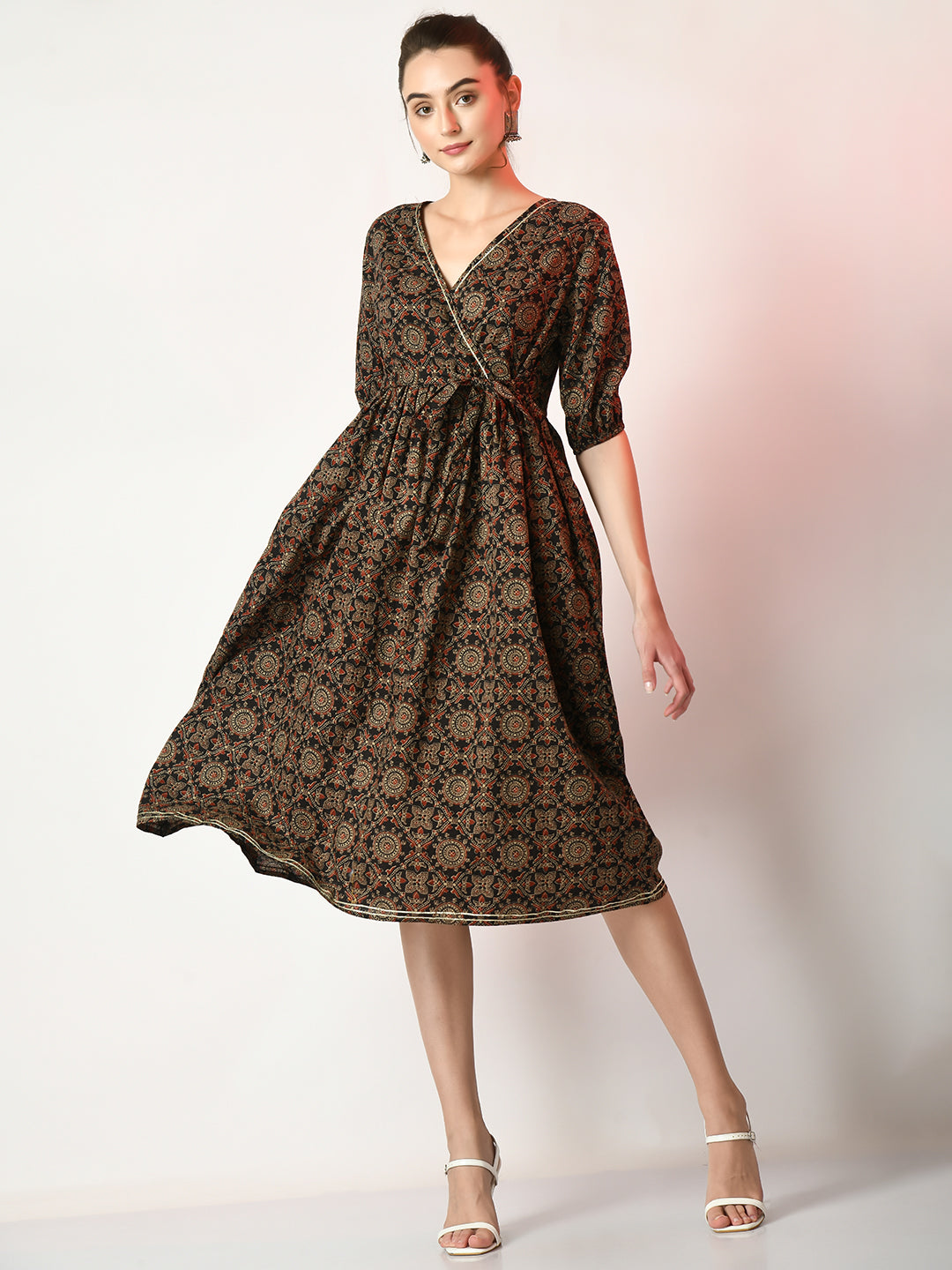 Women's Multi Empire Printed Dress - Myshka