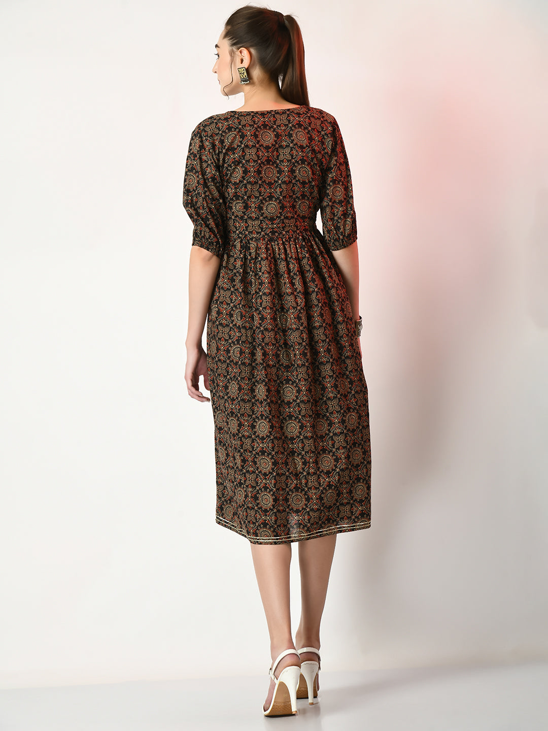 Women's Multi Empire Printed Dress - Myshka