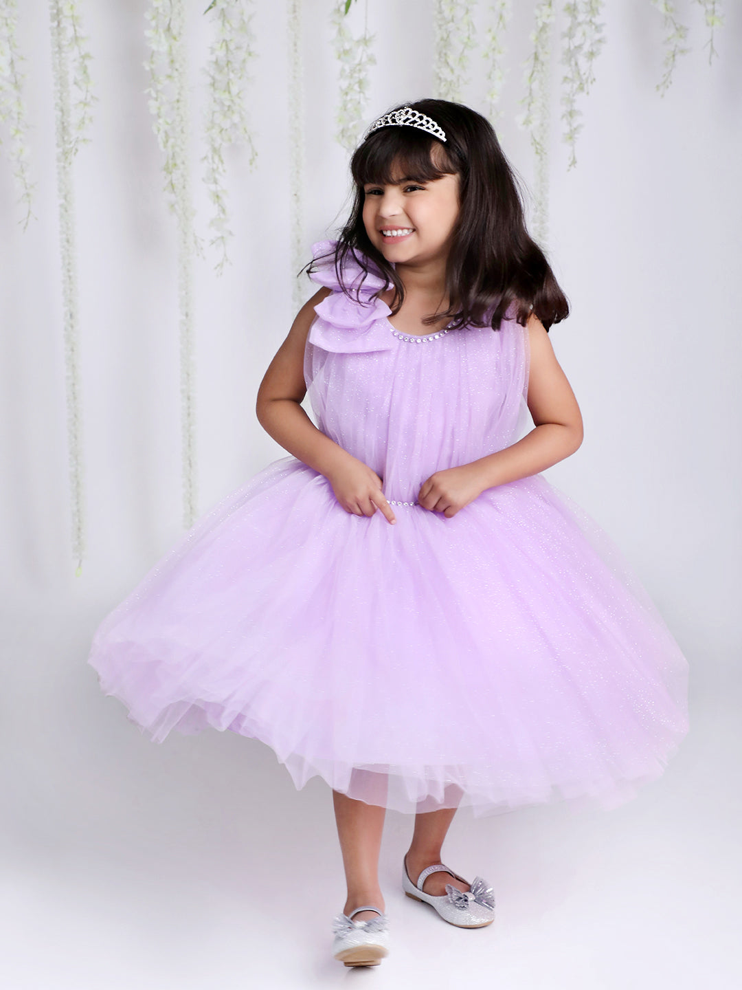 Girl's Lilac Swirl Party Dress - KID1 Girls