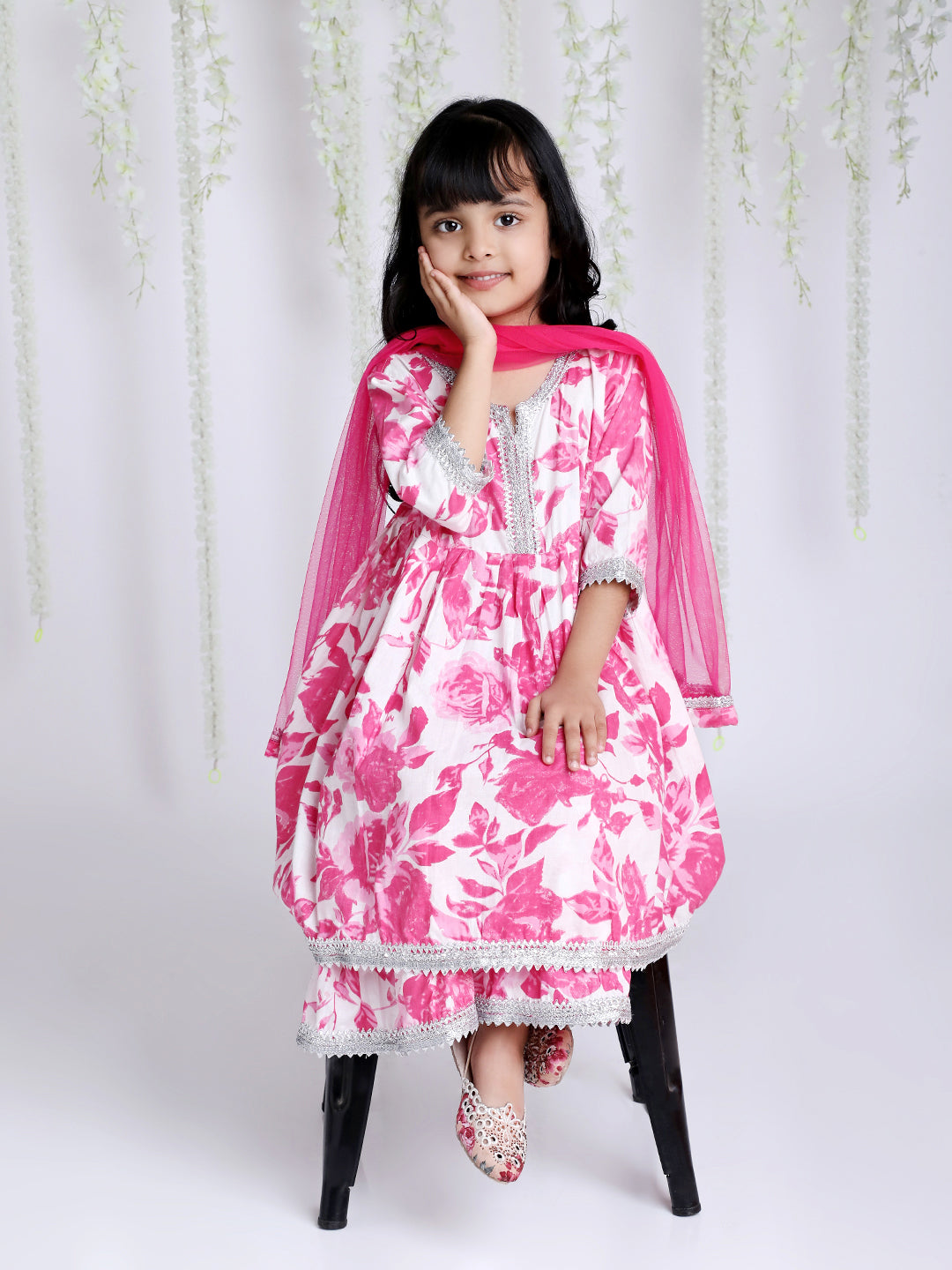 Girl's Rose Pink kurti sharara  - KID1 Girls