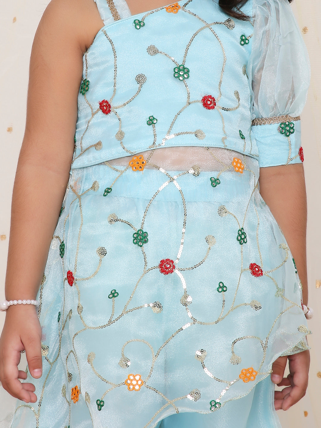 Girl's Nikki Embroidered Peplum Top With Palazzo Set - Kid1