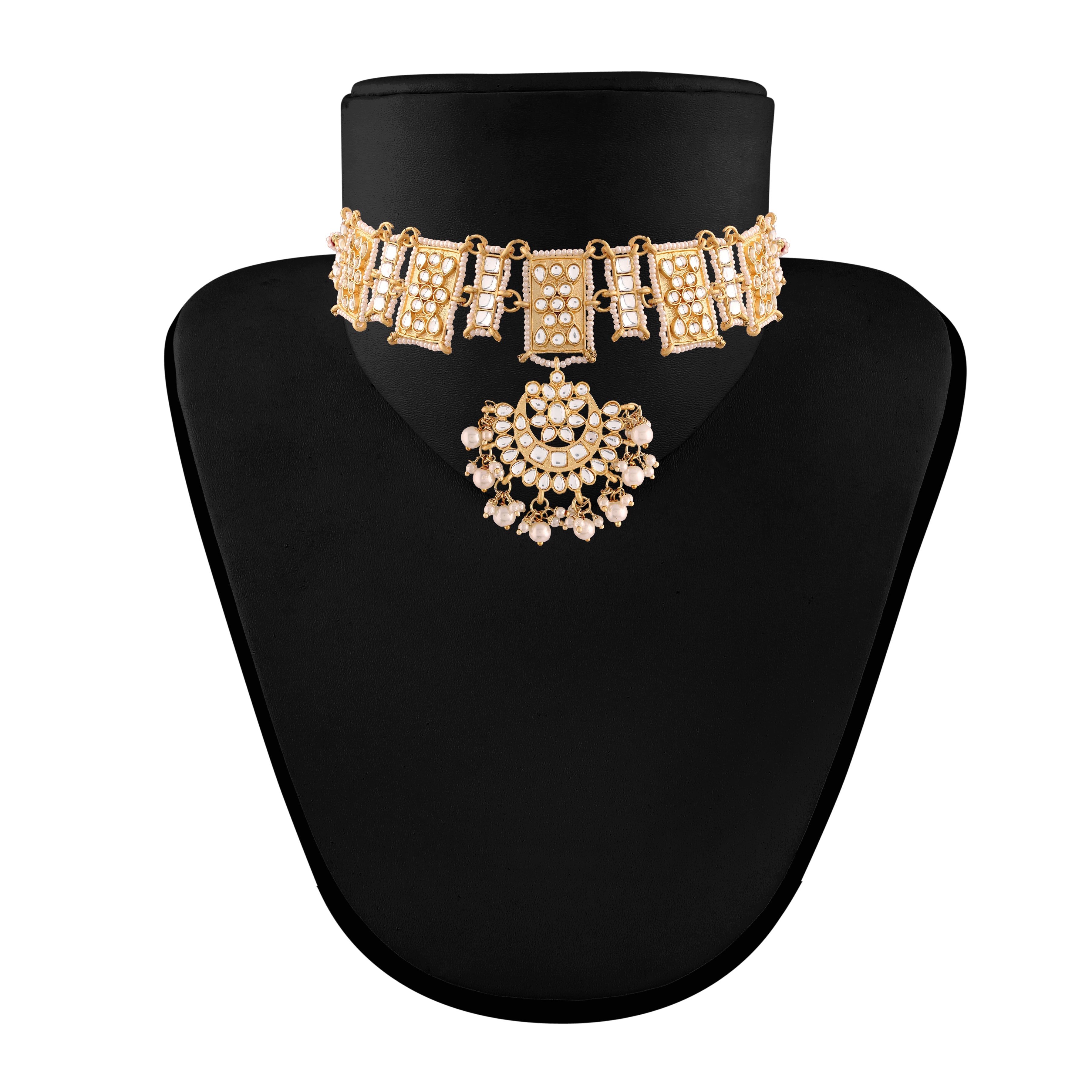 Women's 18k Gold Plated Black Pearl Beaded Choker Se