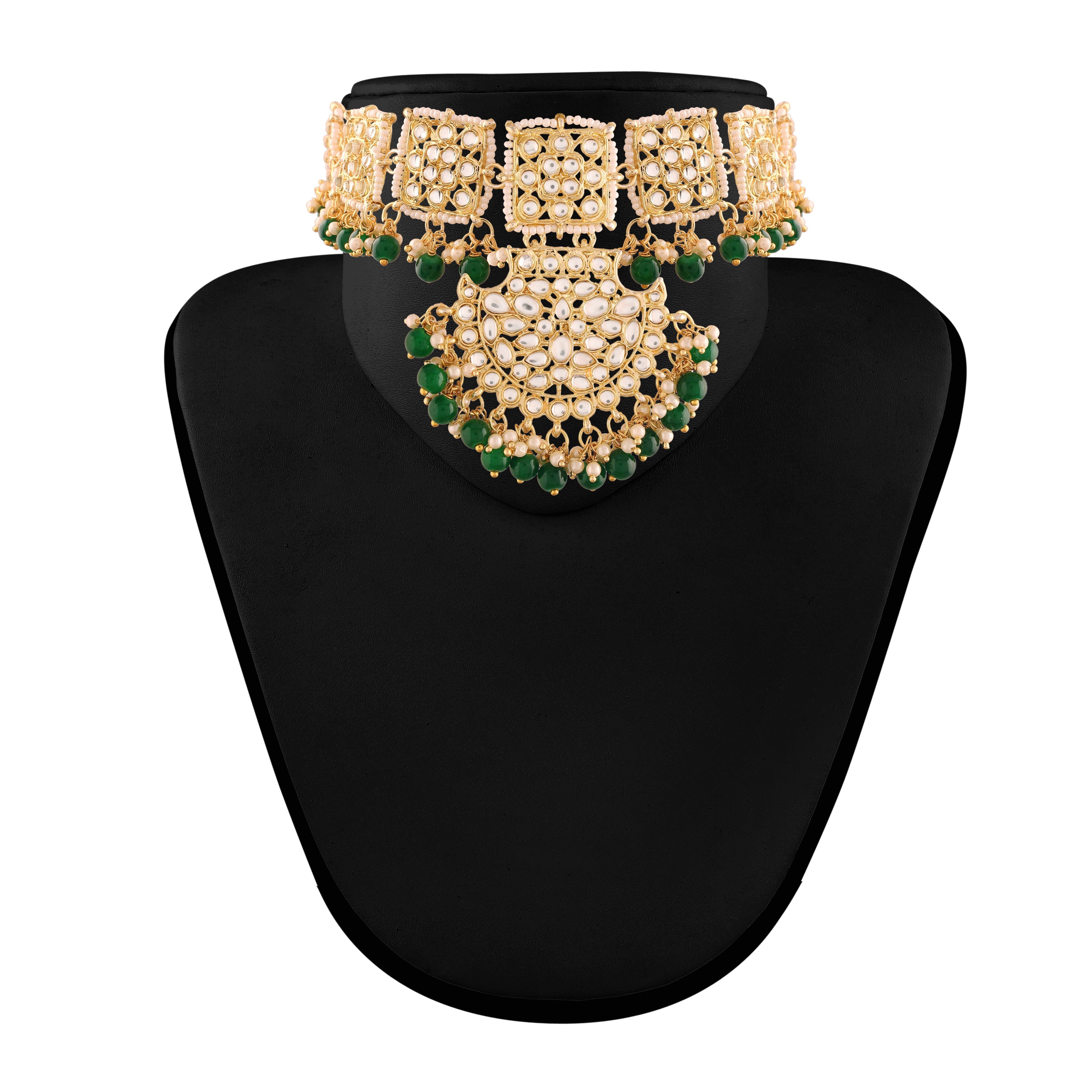 Women's 18k Gold Plated Black Pearl Beaded Choker Se