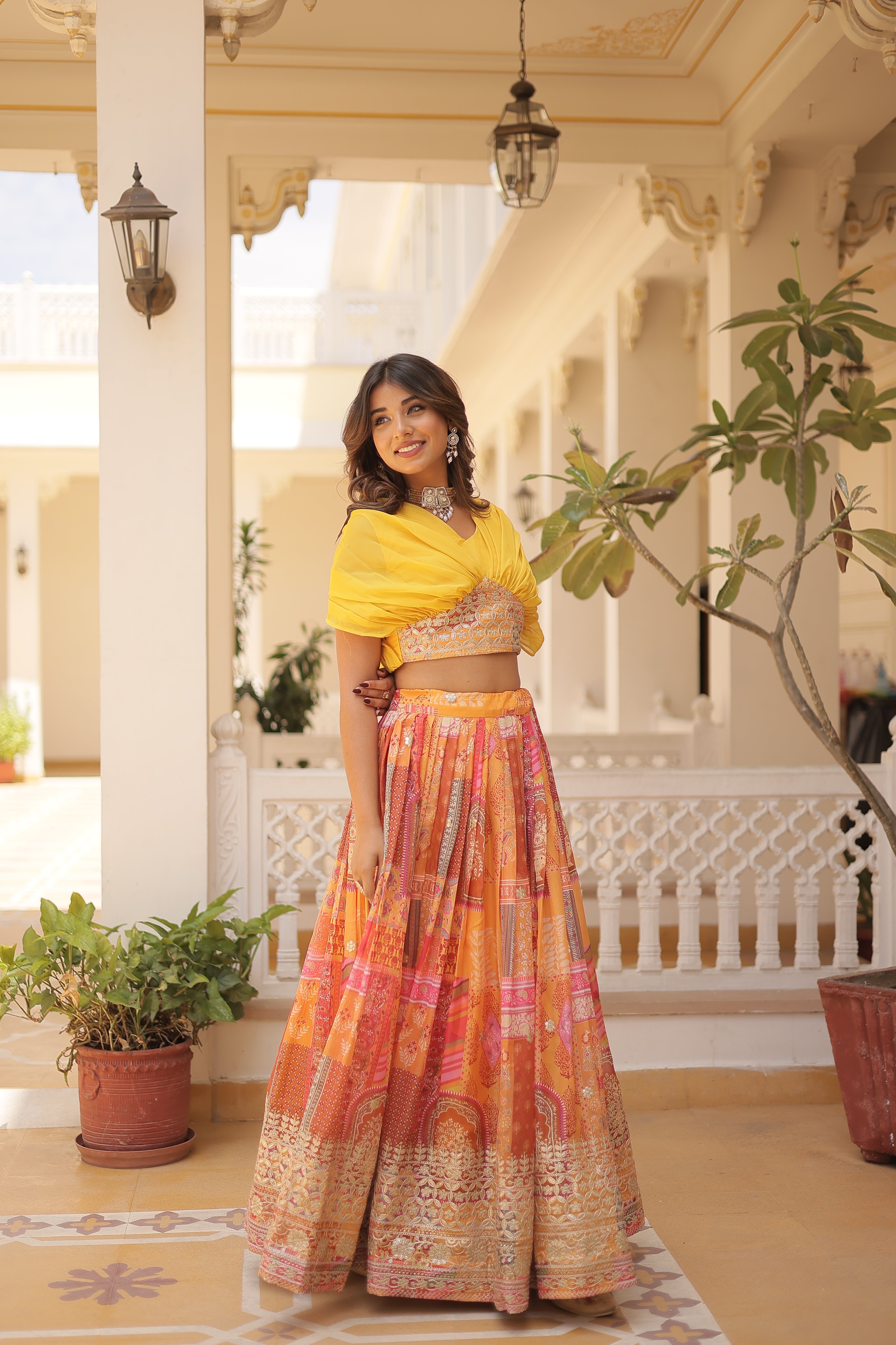 Women's Yellow Color Russian Silk Rich Digital Printed Lehenga Choli