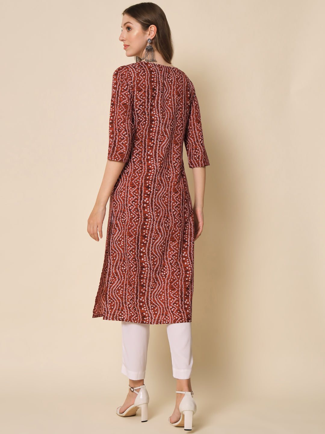 Women's Multicolour Color Round Neck straig