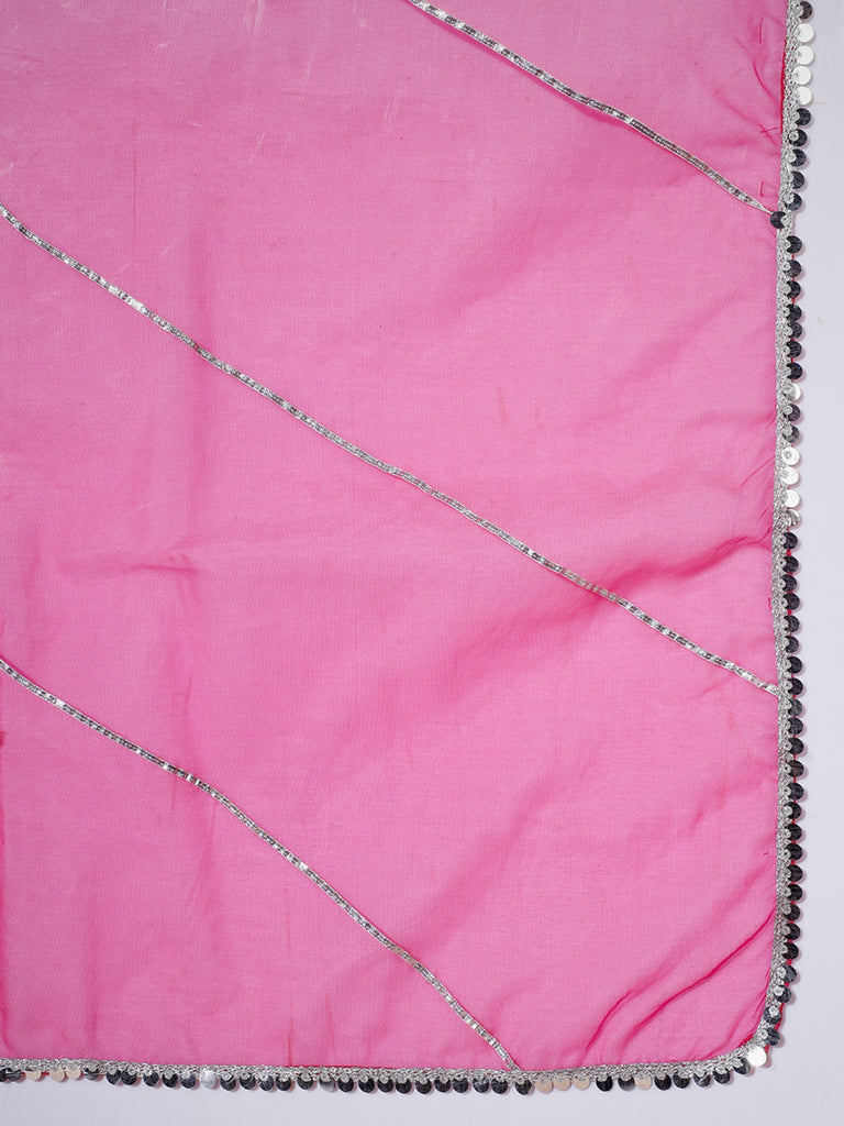 Women's Pink Solid Kurta & With Dupatta