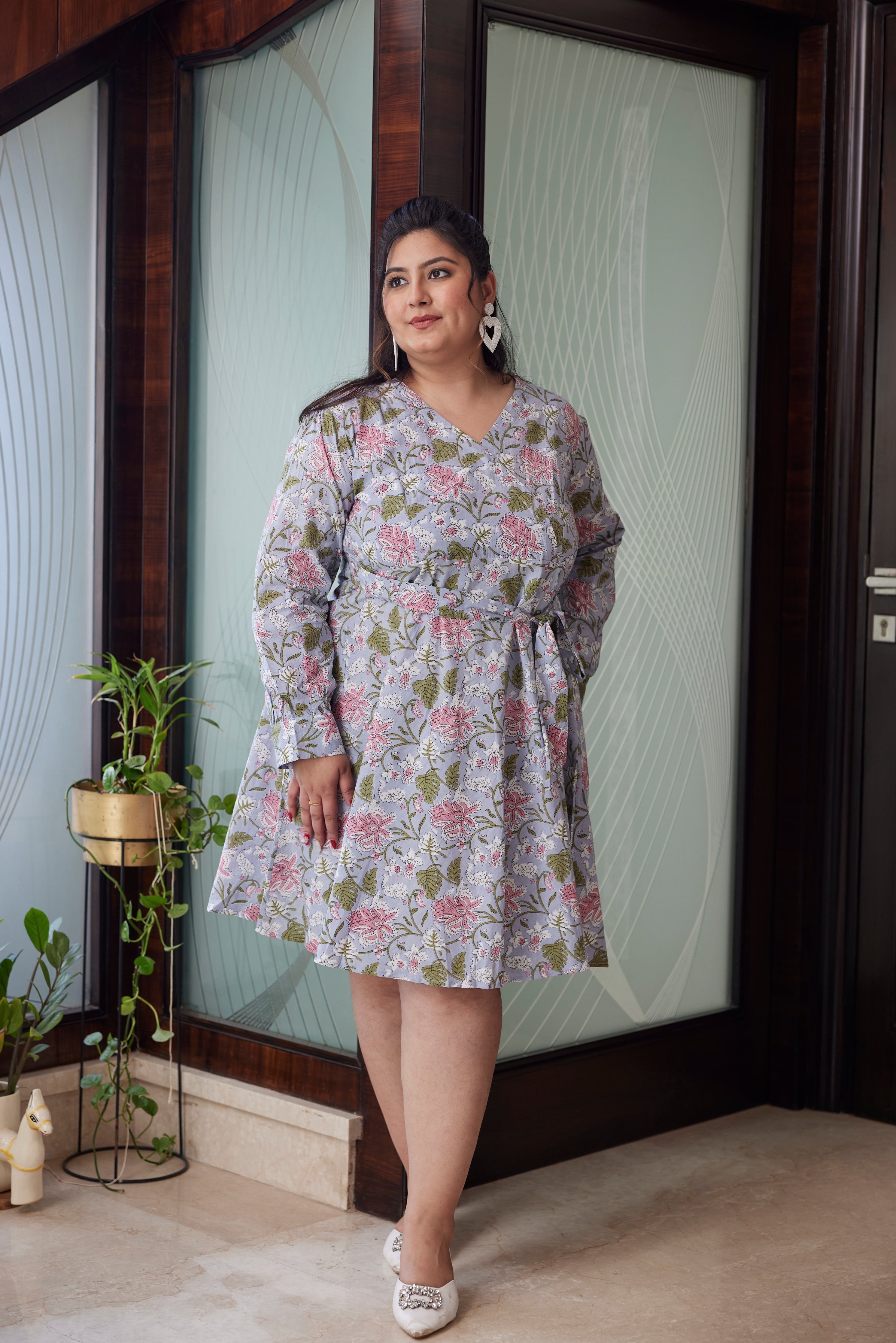 Women's Tropical Blue Wrap Dress - Nangalia Ruchira