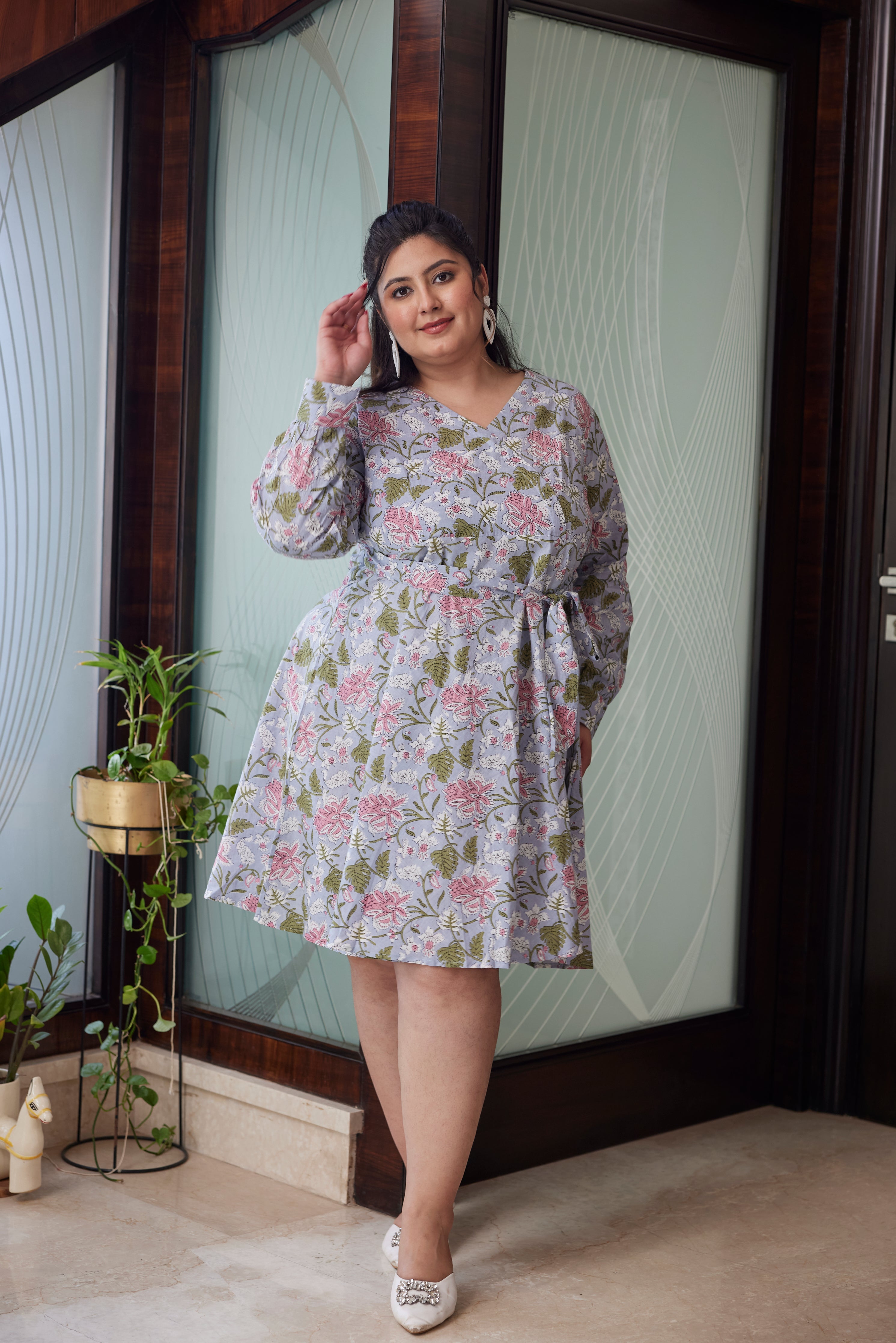 Women's Tropical Blue Wrap Dress - Nangalia Ruchira