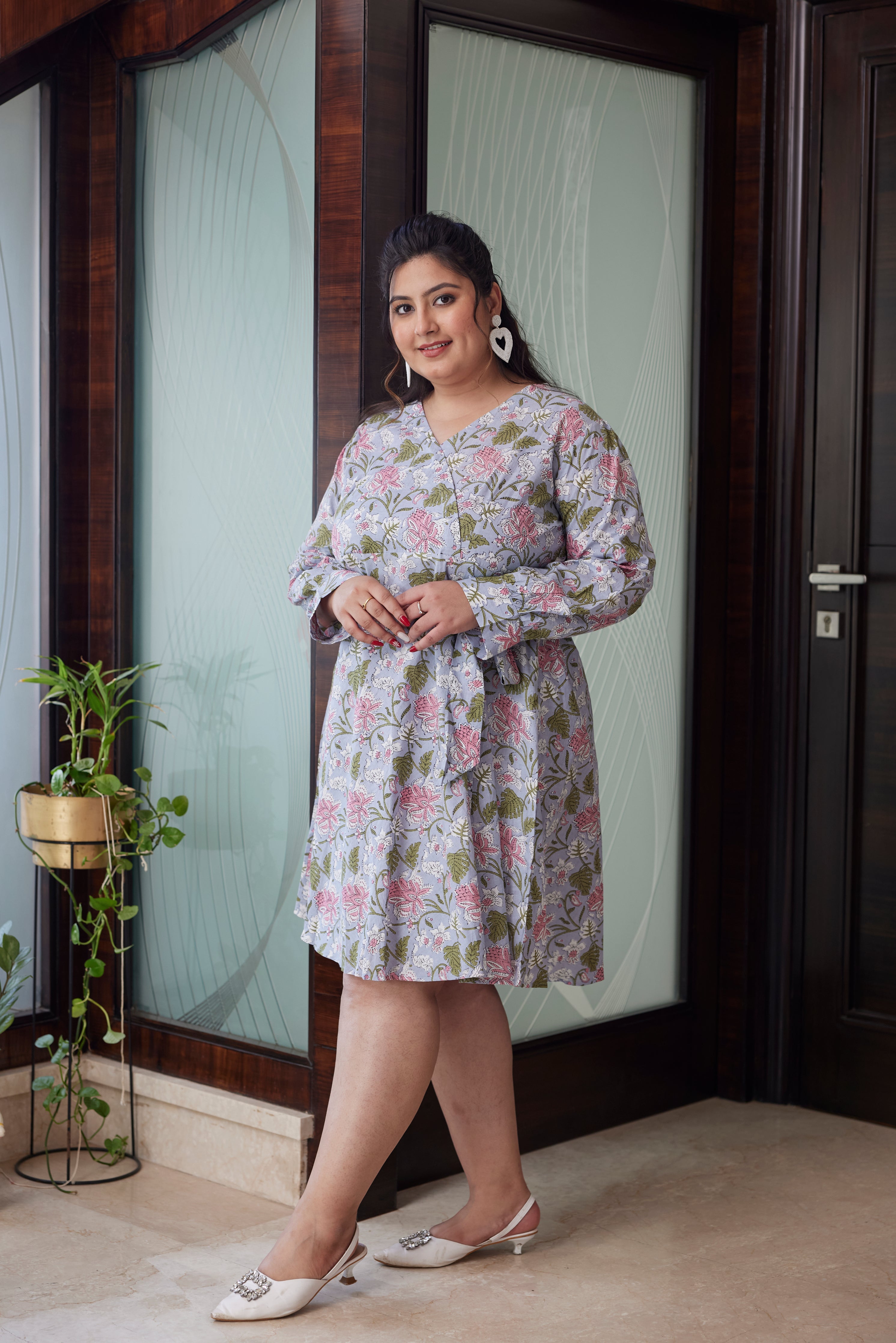 Women's Tropical Blue Wrap Dress - Nangalia Ruchira