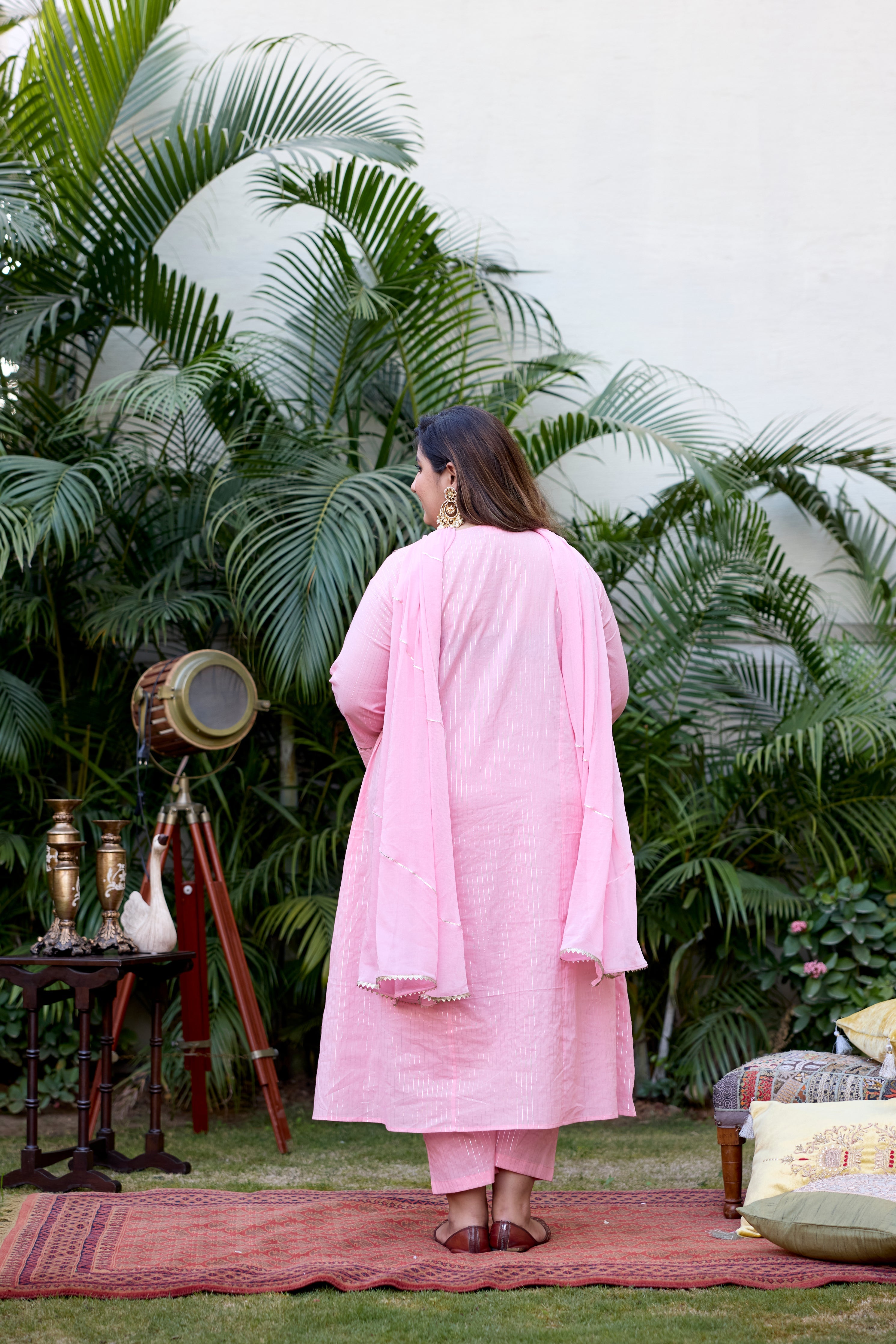 Women's Pink Lurex Gotta Patti Suit Set - (Set Of 3) - Nangalia Ruchira