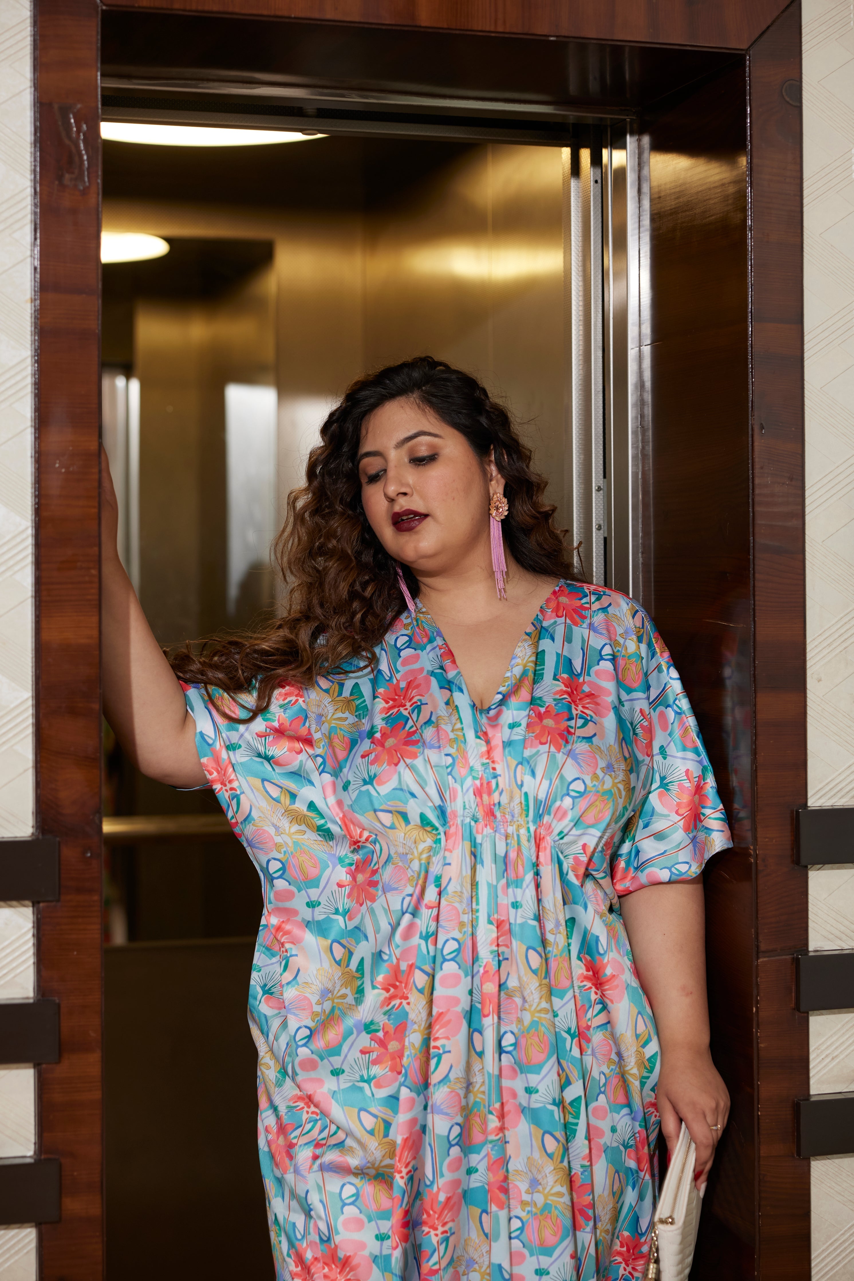 Women's Satin Floral Draped Gown - Nangalia Ruchira