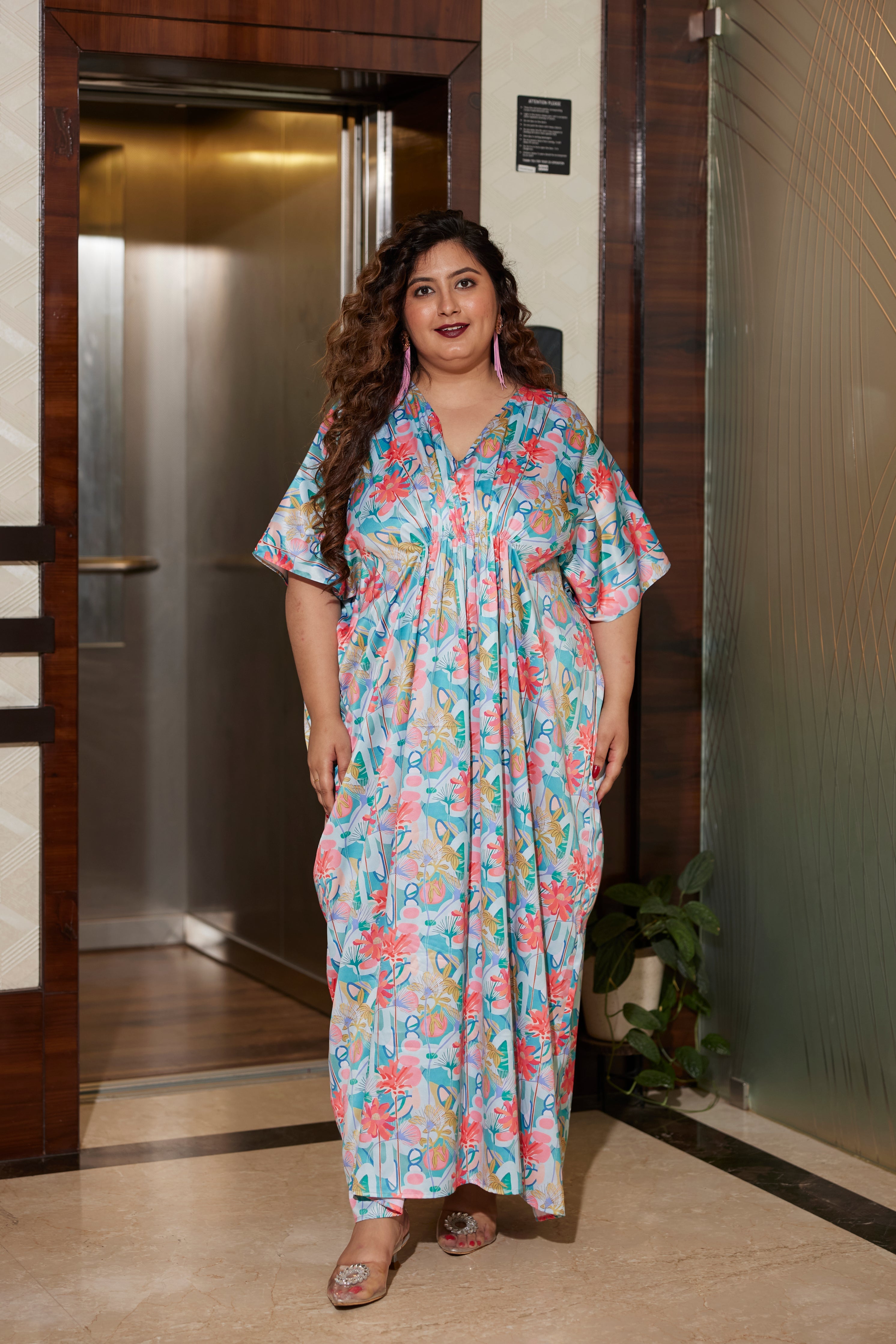 Women's Satin Floral Draped Gown - Nangalia Ruchira